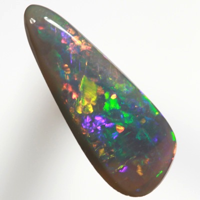 SOLID BLACK OPAL Bright gemmy fire in a Floral Harlequin pattern SEE VIDEO